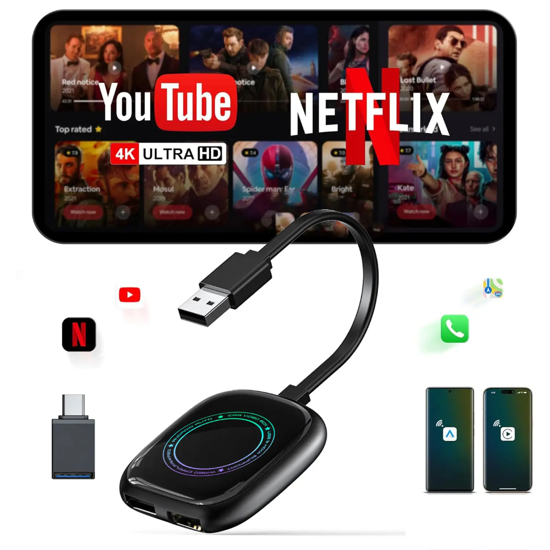 Touchwood Y4 AI Box – Wireless Apple CarPlay, Android Auto & Entertainment System | 4GB + 32GB