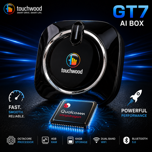 Touchwood GT7 AI Box – Wireless Apple CarPlay, Android Auto & Entertainment System |Qualcomm Snapdragon | 4GB + 64GB